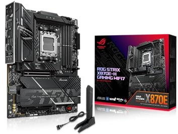 ASUS ROG Strix X870E-H Gaming WIFI7 AMD X870E-H ATX Scheda madre con 16+2+1 Power Stages, Dynamic OC Switcher, Core Flex, DDR5 AEMP, 4X M.2, PCIe 5.0, Q-Release, doppie porte USB4 e USB 10Gbps Type-C
