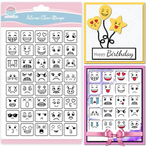 GLOBLELAND Daily Emoticon Clear Stamps for Cards Making Smiling Face Transparent Stamp Sad Expression Silicone Stamps Seal for DIY Scrapbooking Photo Album Decor