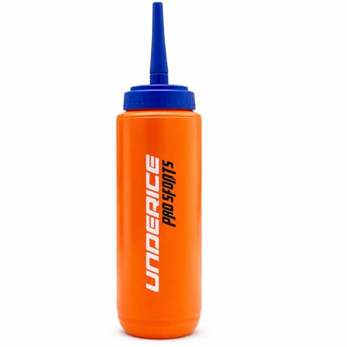 HouseVibe Squeeze Water Bottle 1L Leak Proof with Long Suction Nozzle, Large Sports Bottle for Ice Hockey, Rugby, Exercise, Hiking, Cycling, Football- Orange