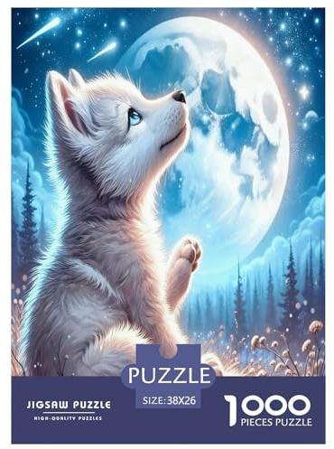Wolf Puzzles Lernspiel Spielzeug Heimdekoration 1000 Stück Anspruchsvolles Wildtiere Puzzle Für Damen, Herren, Kinder Ab 14 Jahren 38x26cm/1000pcs