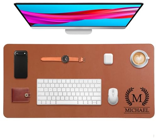 UIDMEN Personalisierte Schreibtischunterlage mit Namen, individuelles Mauspad, tragbar, wasserdicht, PU-Leder, Schreibtischunterlage für Maus, Schreibtisch, Büro, Zuhause, Geschenke für Kollegen