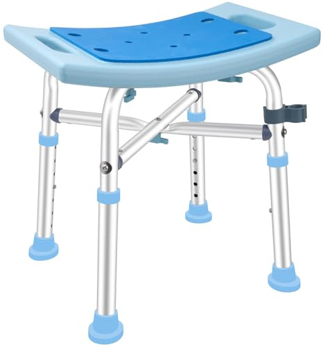 Duschhocker, Duschstuhl für Senioren 220KG Belastbar, Höhenverstellbar 42-50cm, Aluminium Duschsitz, Badestuhl, Badehocker für Badewannen