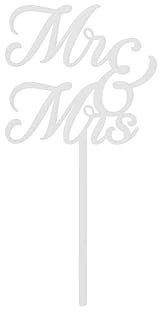 PartyDeco Cake Topper Mr & Mrs Hochzeit 16,5x8,3cm - Tortendeko Hochzeit - Kuchendeko Tortenstecker - Hochzeitsdeko für Kuchen Torte Cupcake Muffin - Weiß