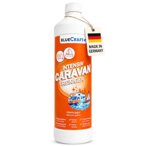 Bluecraft Intensiv Caravan Wohnmobil Reiniger Konzentrat 1L für Außen | Regenstreifen Entferner, für Acrylglas, gegen Harz, Insektenreste & Straßenschmutz mit hoher Ergiebigkeit für Camper, Camping