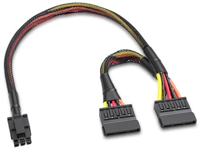 GELRHONR Cavo di alimentazione da mini maschio a 6 pin a doppio SATA a 15 pin, 30 + 15 cm, cavo adattatore di alimentazione Mini ATX a 2 SATA, compatibile con Inspiron 3650/3250/3268/3660