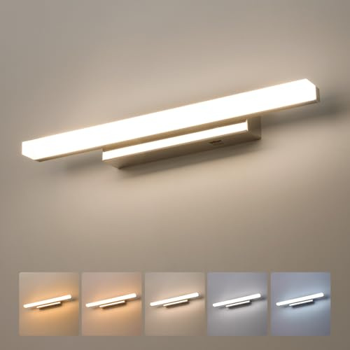 LED Spiegelleuchte Badezimmer mit Stecker und Schalter, Spiegellampe Bad | Bathroom Mirror light 40cm, 5 Farbtemperaturen Badezimmerlampe über Spiegel, IP44 Spiegelschrank Beleuchtung