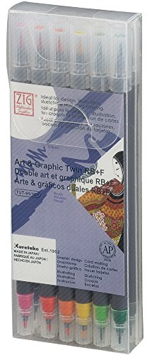 Kuretake Zig TUT9512VBA Art & Graphic Twin Basic Marker Set - 0.8mm, Set of 12, Fine Tip