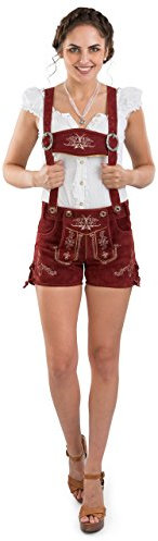 Schöneberger Trachten Couture Pantaloni Corti in Pelle Rosa di Montagna da Donna - Trachtenlederhosen Ladies Oktoberfest Hotpants (42)