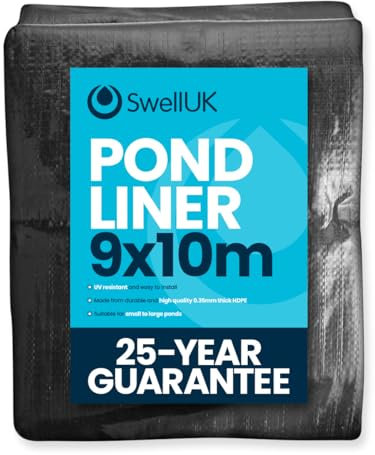 Swell UK 9m x 10m Pond Liner | 25 Year Guarantee | HDPE | UV Resistant | Garden Fish Ponds