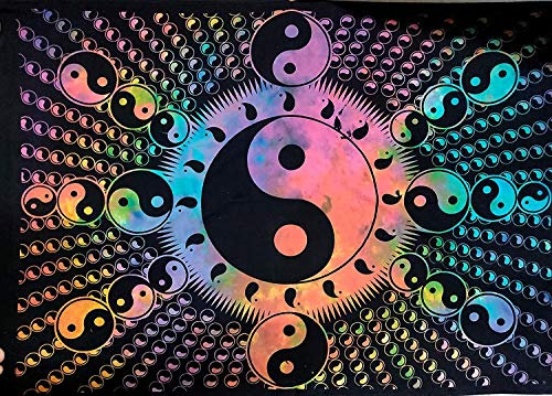 ICC Mehrfarbiges Yin-Yang-Poster Wanddekoration Wanddekoration Wanddekoration Geschenk Wandteppich psychedelischer Wandbehang Hippie Wohnheim, Dekoration Wohnheim Schwarz