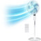 Pro Breeze® 16-Inch Pedestal Fan with Remote Control and LED Display, 4 Operational Modes, 80° Oscillation, Adjustable Height & Pivoting Fan Head, Perfect for Homes, Offices and Bedrooms - White