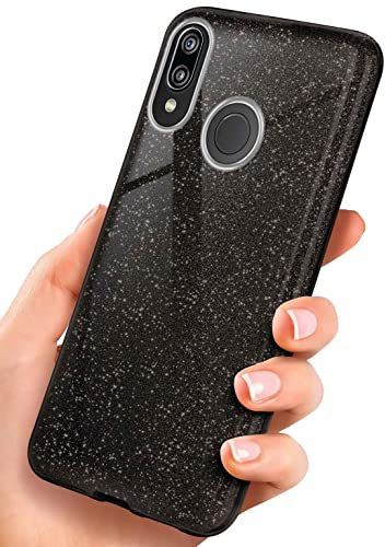 ONEFLOW Glitter Case für Huawei P20 Lite Glitzer Handyhülle mit Kameraschutz, Stylische Hülle Glitzernd, Dünne TPU Schutzhülle für Damen, Glitzerhülle Qi kompatibel, Schwarz