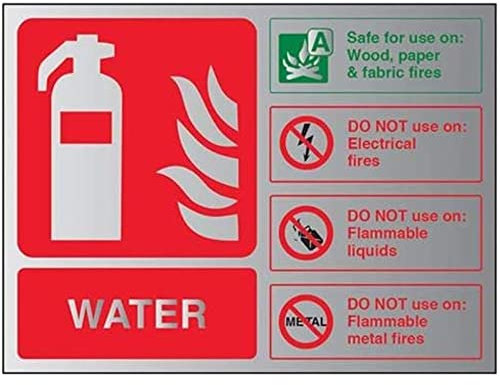 V Safety Fire Extinguisher-Water ID Sign - 150mm x 100mm - Self Adhesive Alu Effect