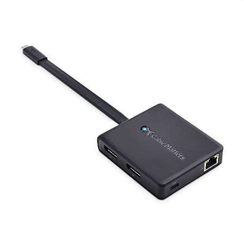Cable Matters Dual Monitor USB C Hub DisplayPort 1.4 und 100W Ladefunktion – Unterstützt 8K und Dual 4K 60Hz – Thunderbolt 3, Thunderbolt 4, USB4-kompatibel für Surface Pro, XPS, nur Windows