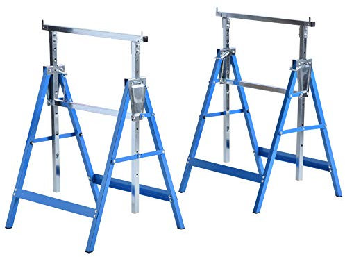 HOMCOM Set 2 Cavalletti da Lavoro Telescopici Pieghevoli e Regolabili in Altezza, in Tubi Acciaio, 68x58x80cm Max 200kg