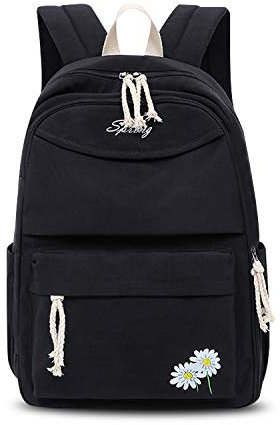FANDARE Rucksack Schule Schulrucksack Herren Damen Rucksäcke Schultasche Casual Daypacks Junge Mädchen Schulranzen Teenager für Reise Uni Büro Einkaufen Alltag Freizeit Campus Wandern Schwarz