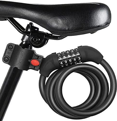 Taeku Lucchetto Bici, Portatile Antifurto Lucchetto per Bicicletta Cavo 5 Cifre per Bicicletta MTB Monopattino Elettrico (Nero)