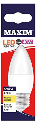 Maxim LED Bulbs [Pack of 10] Type: Candle E27 (Warm White) 6Watts (40Watts) / Pearl Finish/Energy Saving Multipack 40MLCE27W5X10