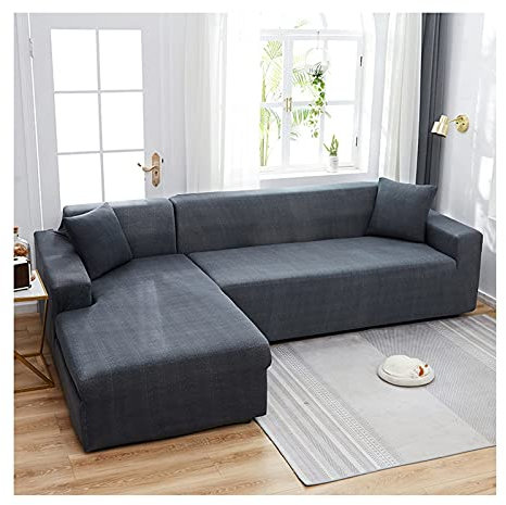 Daesar Couchbezug Stretch Eckcouch Polyester, Sofa Überzug Ecksofa 2 Sitzer 145-185 Grau Blau Überwürfe Sofabezug Wasserdicht
