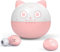 Cuffie Bluetooth rosa Auricolari senza fili per cartoni animati per ragazze Bambini Donne 36 ore Tempo di gioco IPX6 Display a LED impermeabili Cuffie Wireless stereo HiFi 3D, per iPhone Android…