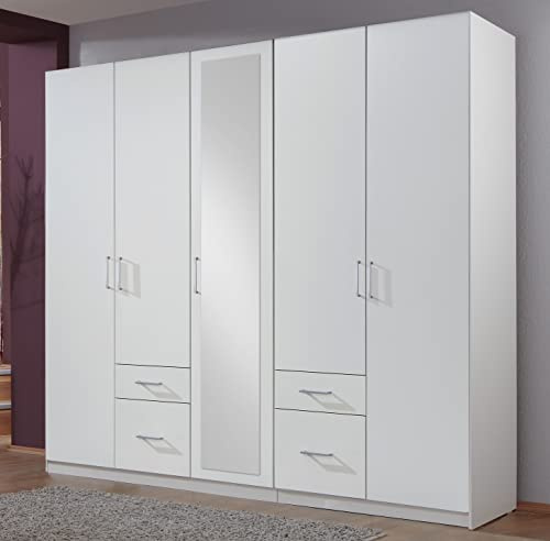 HAMBURG Germanica 225cm 5 Door(4 Drawer) & 270CM 6 Door(4 Drawer) Wardrobes is 2 Finishes. (ALPINE WHITE, 5 DOOR + 4 DRAWER)