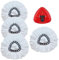Sgizoku Recambio de mopa de Microfibra para Vileda Cabeza de fregona 4 recambios de mopa Blanca+1 Base de fregona roja para Easy Wring Turbo Fregona Giratoria