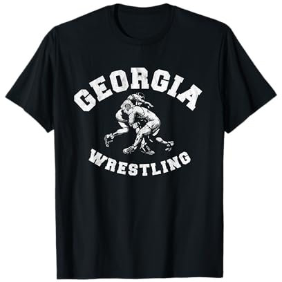 Georgia Wrestling 80s Distressed Retro Freestyle Wrestlers T-Shirt