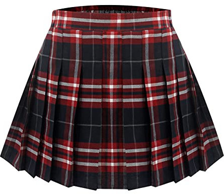 Happy Cherry Mädchen Plaid Faltenrock kurz Gefaltete Röcke Plissee Tennis Minirock Schuluniform A-Linie Faltenröcke
