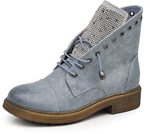 IF Fashion Stivaletti Stivali Invernali Scarpe da Donna Lacci Anfibi Strass IF163 Blu jeans 37