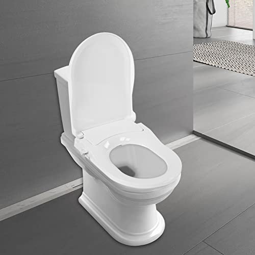 Asiento de inodoro en forma D bidet con tapa higiénica integrada antibacteriana no eléctrica, tapa de inodoro para cuidado íntimo, color blanco