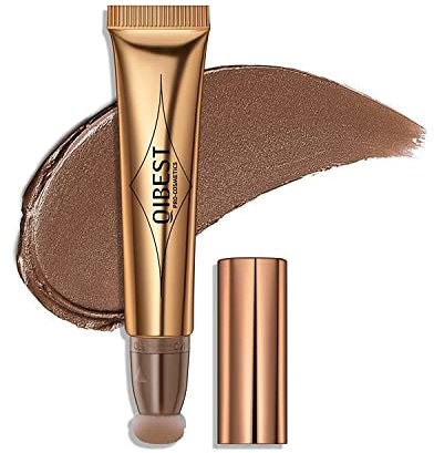 Cream Contour Beauty Wand, Highlighter Contour Blush With Cushion Liquid Highlighter Face Bronzer Natural Super Silky Cream Blush Stick Beauty Makeup (1# Grey brown)