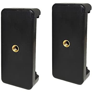 Universal Cell Phone Tripod Mount Adapter, PRAQECZ Phone Holder Clip Connector Head Used for Monopod Selfie Stick Travel Mini Flexible Tripod and More (2 Pack)