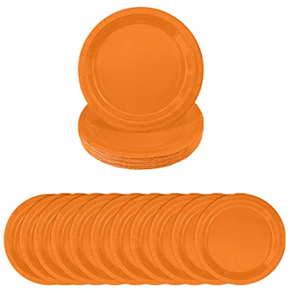 Aisszhao 16pcs Orange Paper Plates 7 Inch Solid Color Paper Plates,Disposable Plates Tableware Birthday Decorations Plates for Him,Her,Men,Women,Adults Tea Party,Paper Plates for Party AZCSCJ0308