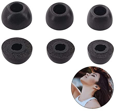 Memory Foam Earbud Tips Set, 3 Sizes Ear Tips Compatible with Galaxy Buds Pro, Sony True Wireless Earbuds - Secure & Comfortable Fit - Replacement Ear Caps for Bluetooth Headphones (Black)