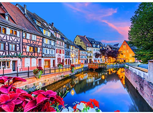 HUADADA Puzzle 1000 Teile,Jigsaw Puzzle für Erwachsene 1000 Teile,Impossible Landschaft Puzzle Geschicklichkeitsspiel für die ganze Familie- Colmar Town Home Dekoration Puzzle