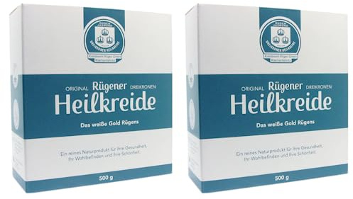 Original Rügener Dreikronen Heilkreide Pulver 2x 500 g – Basische Schlämmkreide Kreidepulver für die Pflege – Vegan