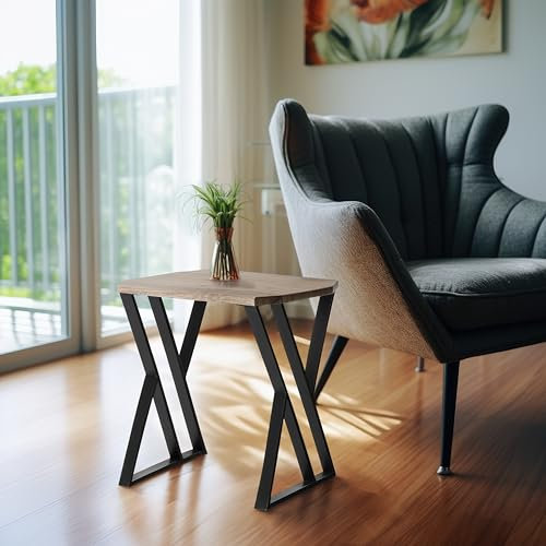 Eros Beistelltisch 40x40x45cm - Couchtisch Pinie & Metall - Nachttisch