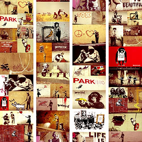 murando PREMIUM PURO Tapete Realistische Tapete ohne Rapport und Versatz 10m Vlies Tapetenrolle Wandtapete modern design Fototapete Banksy f-A-0237-j-d