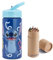 OM SUPPLIES Stitch Characters Reusable Sipper Water Bottle Drink Bottle with built-in handle for Easy Carry School Lunch Kids Childrens 410ml (Stitch)