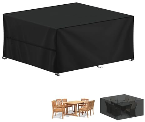 LAMUNI Housse Salon de Jardin 200x160x74cm Housse de Protection pour Meubles de Jardin, 420D Oxford Tissu Housse Table de Jardin Imperméable Bache Salon de Jardin Exterieur, Anti-UV, Rectangulaire