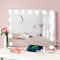 YU YUSING Miroir Maquillage Hollywood Lumineux LED 58X45cm, 15 Lumières Dimmables, Miroir Coiffeuse 3 Réglable Déclairage Modes, Contrôle Tactile, Grossissant 10x, Montage Mural Rose