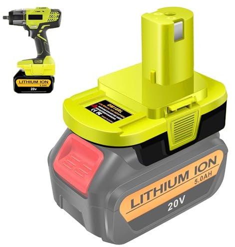 DM18RL Adaptateur de Batterie pour Ryobi 18V, Convertisseur de Batterie pour Dewalt Milwaukee 20V Batterie vers Adaptateur de Conversion pour Ryobi 18V avec Interface de Chargement USB 5V 2,1A