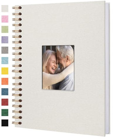 Yopih Fotobuch Scrapbook mit Leineneinband, 20 x 28 Cm Hardcover mit weißem Kraftpapier-Seiten, für Reisen Hochzeit Gästebuch Weihnachten Baby Shower (20 Blätter/40 Seiten)