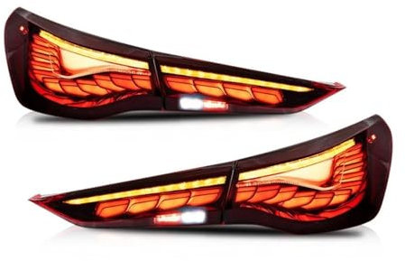 BEPHON Rückleuchten für Anhänger für BM&W 4er Serie 2020-2023 G22 G23 G26 425I M4 Plug and Play DRL Refit Rücklichter Autozubehör LED-Rücklicht (Farbe: Rot 2 Stück)