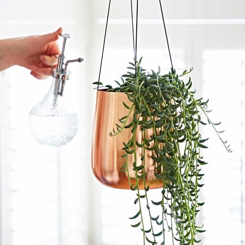 Paper High Iron Hanging Planter - Copper Plated - Indoor Decorative Pots - Hanging Plant Pot - Balcony Décor - Adjustable Strap - Hanging Décor (Large)