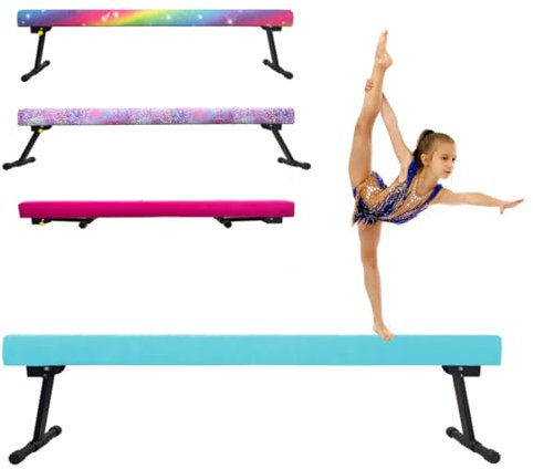 HomeSun Schwebebalken Einstellbar Faltbar Gymnastik Balance Beam High and Low Level Floor Beam Einfache Montage Gymnastikbalken 240cm Stabile Trainingsgeräte für Zuhause (Grün, 240cm)