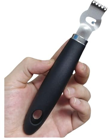 Lemon Zester Peeler, Multifunctional Lemon Zester Fruit Peeler with Hanging Loop Lemon Twist Peeler Fruit Peeler Citrus Zester Tool for Cocktail Kitchen Home Bar (Black-2)