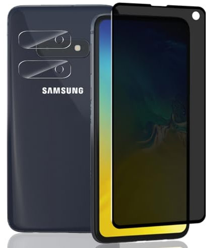 Yieehhow Sichtschutz Schutzfolie für Samsung Galaxy S10E Panzerglas, [1 Stück] 9H Härte Anti-Spy Schutzglas und [2 Stück] Kameraschutz Panzer Schutz Glas, Privacy Panzerfolie für Galaxy S10E