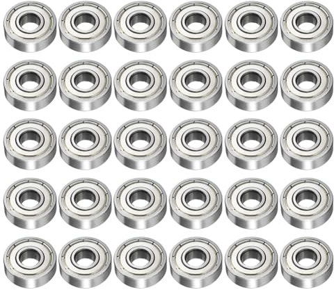 Saipor 30 Stück 608ZZ Kugellager Double Shielded 608 ZZ Kleine Skateboard-Kugellager Miniatur Rillenkugellager Kohlenstoffstahl Ball Bearings für Skateboards, Roller, Inline Skates (8mm x 22mm x 7mm)
