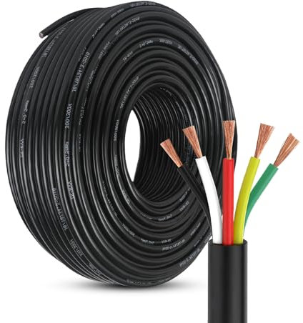 Qiping 5 Adriges Rund Kabel 12V/24V, 10M 5 Adriges Anhängerkabel LED-Rücklichter Verkabelung Kabel mit Kabelquerschnitt 5 x 0,5mm² Für Anhänger KFZ LKW RV